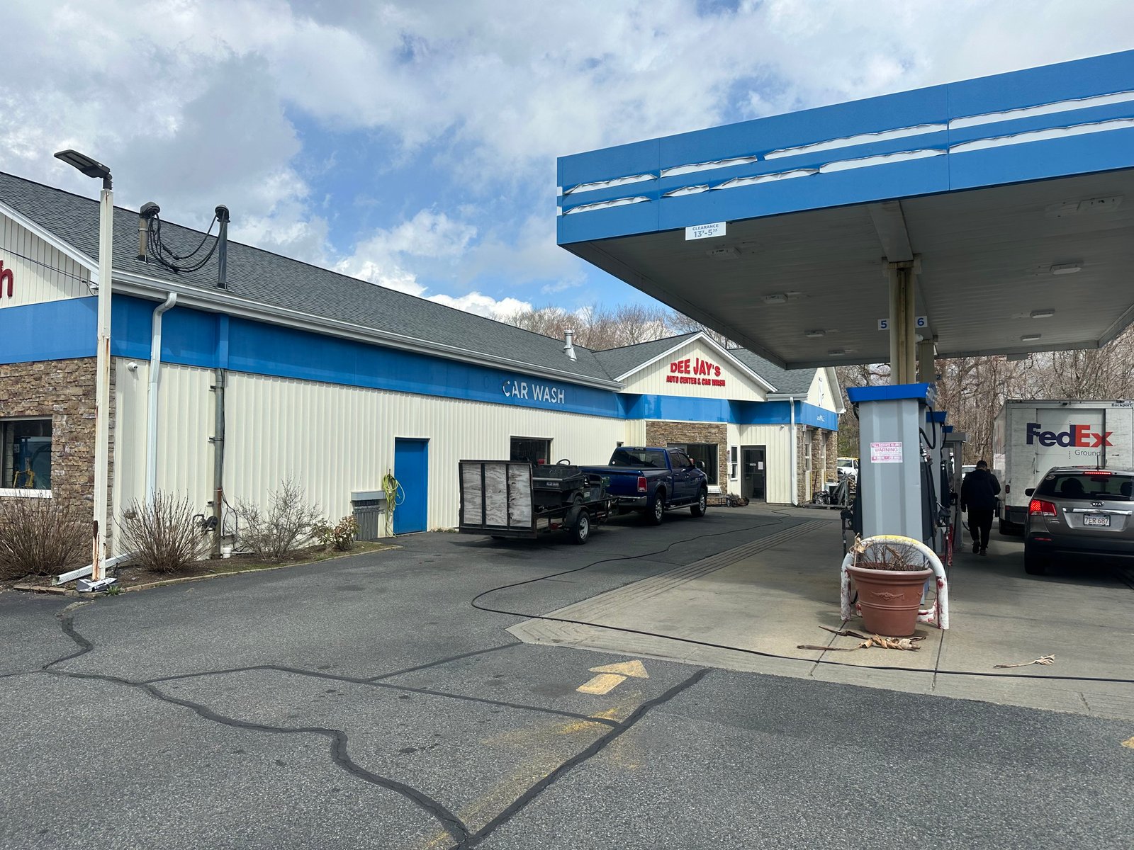 Deejay's Auto Center & Carwash at 1472 Fall River Ave, Seekonk MA — exterior view of the lot